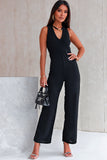 V Neck Crisscross Back Wide Leg Jumpsuit