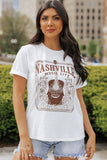 T-shirt ras du cou graphique NASHVILLE MUSIC CITY blanc