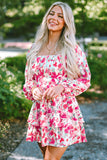 Ruffle Tiered High Waist Puff Sleeve Floral Dress