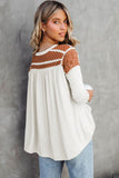 Contrast Crochet Lace Henley Top