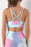 Tie Dye Criss Cross Strappy Sports Bra