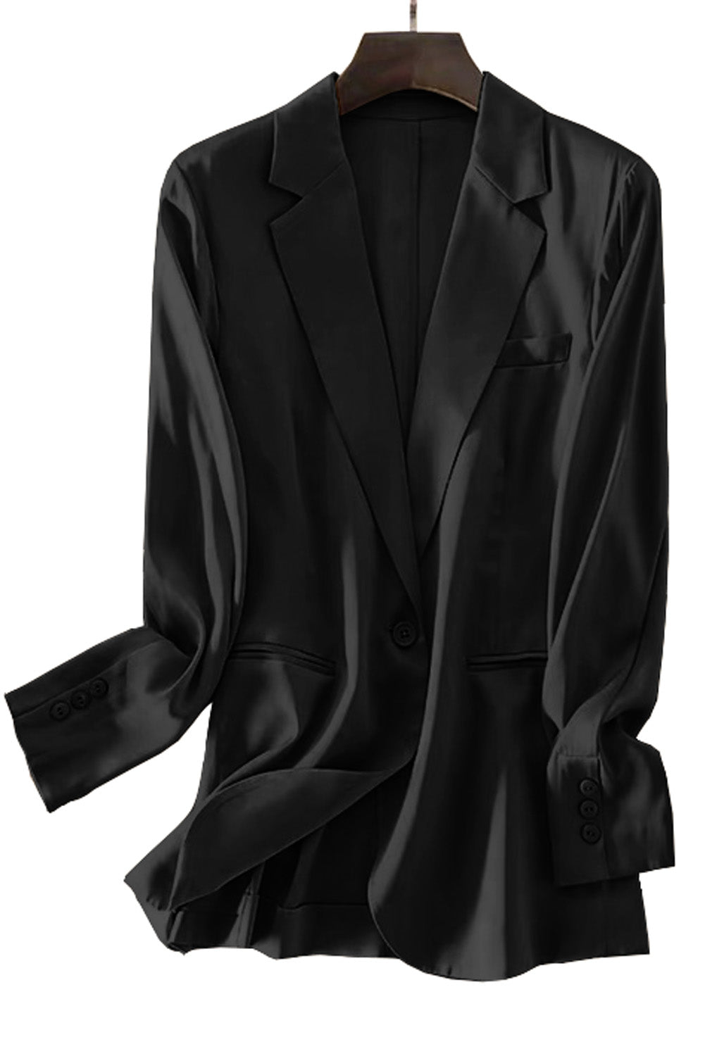 Pocketed Single Button Lapel Neck Blazer