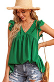 V Neck Flutter Sleeveless Top