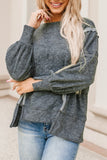 Acid Wash Relaxed Fit Seamed Pullover Sweatshirt with Slits