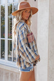 Plaid Pattern Asymmetric Buttons Shirt