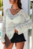 Hollow Out Crochet V Neck Pullover Sweater