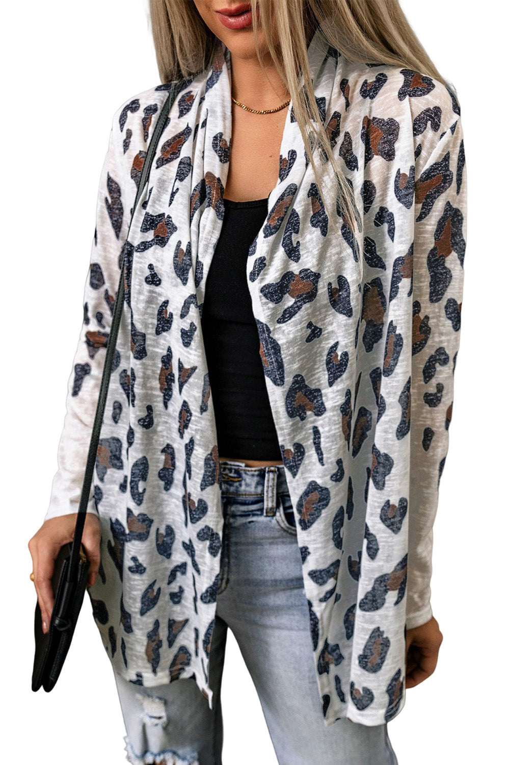 Vintage Leopard Print Open Cardigan