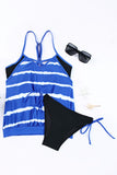 Light Tankini with Stripes Patchwork