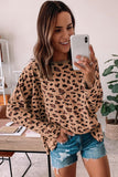 Pink Animal Print Stitching Loose Long Sleeve Top