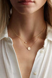 Disc Pearl Pendant Dual-Layered Necklace