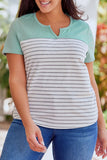 Contrast Striped Plus Size Short Sleeve Tee