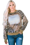 Leopard Print Bleached Long Sleeve Top