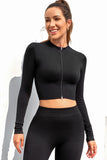 Full Zipper Ribbed Seamless Long Sleeve Yoga Top