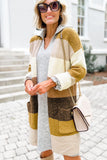 Colorblock Open Front Pocketed Cardigan