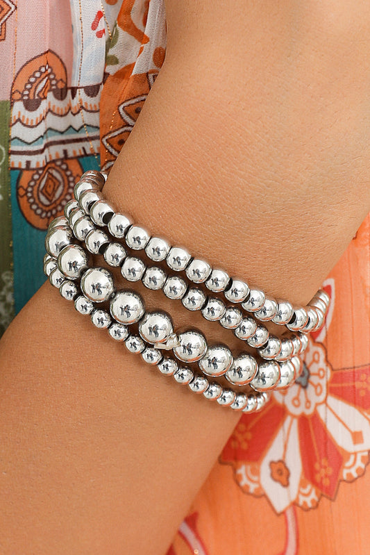 White Multi Layered Beaded Bracelet