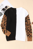 Print Contrast Color V Neck Sweater