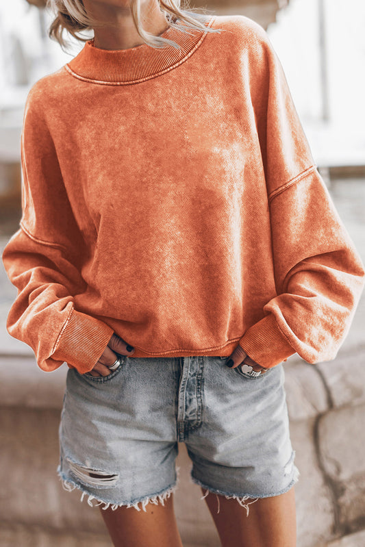 Sweat-shirt orange à col ras du cou et épaules tombantes