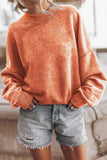 Orange Drop Shoulder Crew Neck Pullover Sweatshirt