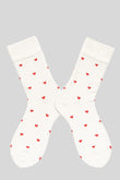 White Valentines Heart Pattern Crew Socks