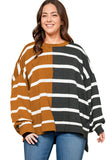 Stripe Oversized Contrast Printed Dropped Shoulder Top