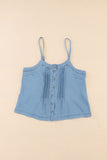 Pleated Buttons Denim Tank Top