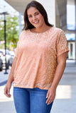 Rose T-shirt Léopard Pailleté Ombre de Grande Taille