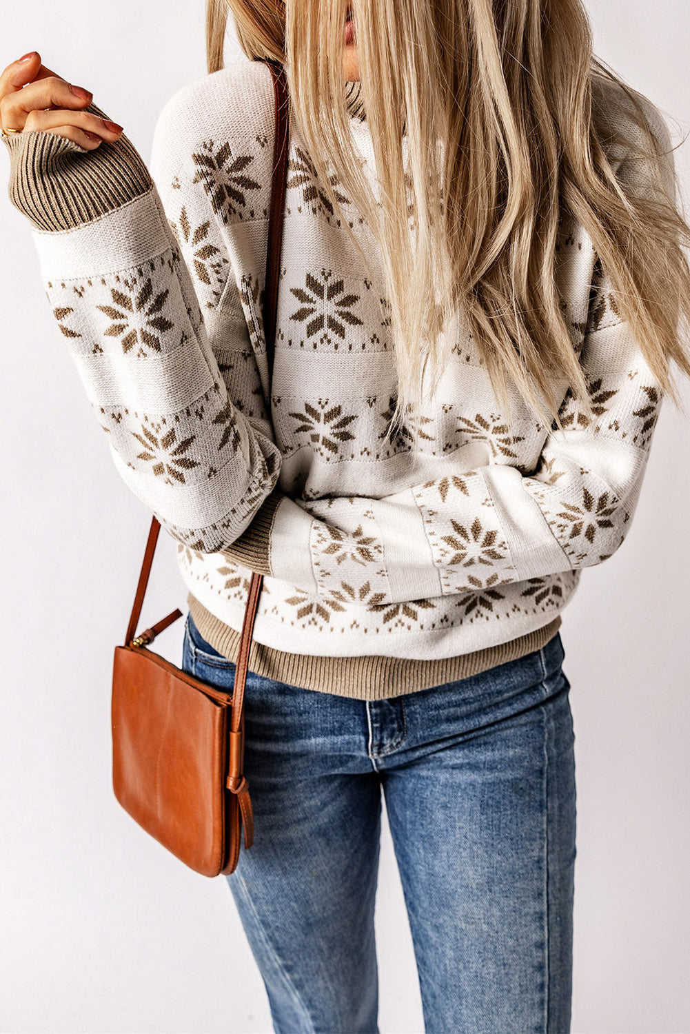 Christmas Snowflake High Neck Knit Sweater