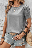 Light Grey Pleated Puff Sleeve Knit Tee