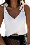 Solid Knotted Straps Deep V Neck Tank Top