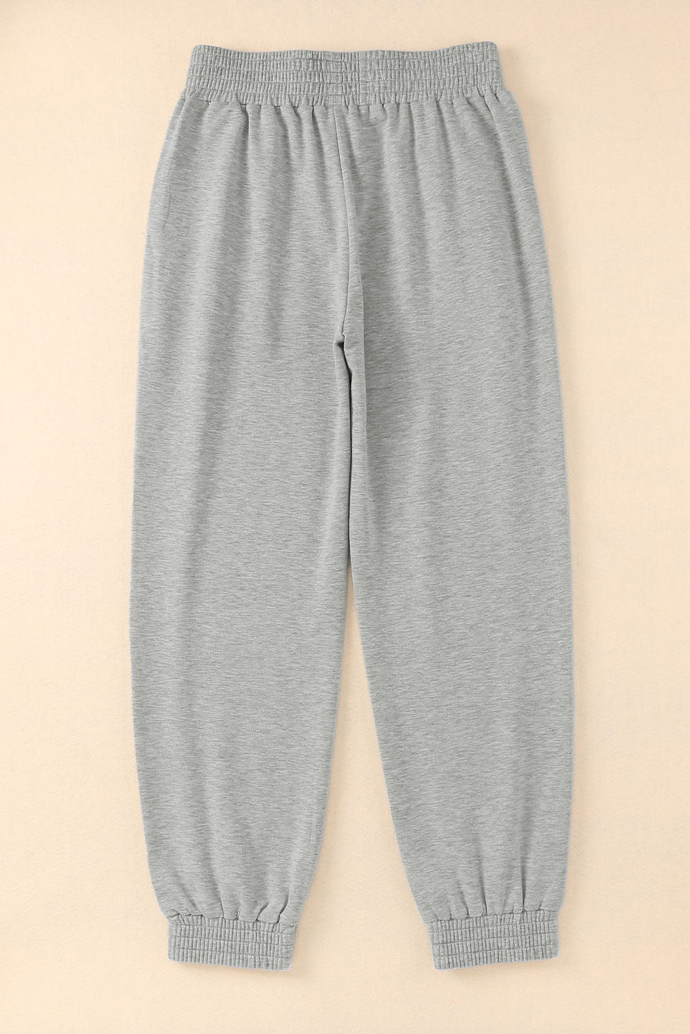 Pantalon de jogging taille haute smocké gris 