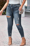 Plus Size Distressed Ankle Length Skinny Jeans