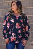 Plus Size Crochet Detail Cold shoulder Floral Blouse