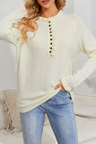 Frill Trim Buttoned Knit Pullover Sweater