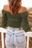 Drawstring Ruched Off The Shoulder Crop Top