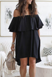 Off The Shoulder Ruffle Casual Shift Dress