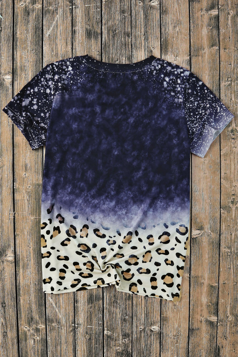 Bleached Tie-dye Leopard Hem Tee