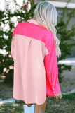 Color Block Patchwork Oversized Shirt