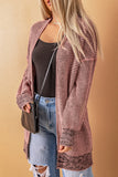 Gray Textured Knit Pocketed Duster Cardigan