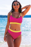 Color Block Ribbed Bikini Swimwear