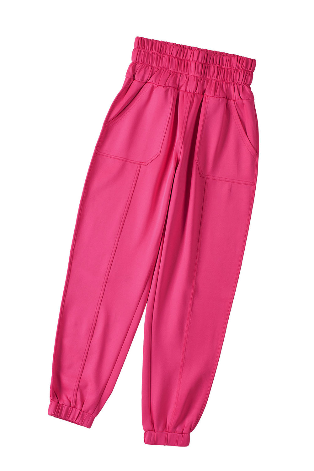 Pantalon de jogging taille smockée rose