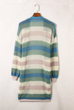 Striped Color Block Hollowed Knit Cardigan