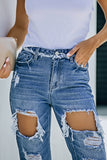 Cut Out Straight Leg Distressed Boyfriend Jeans