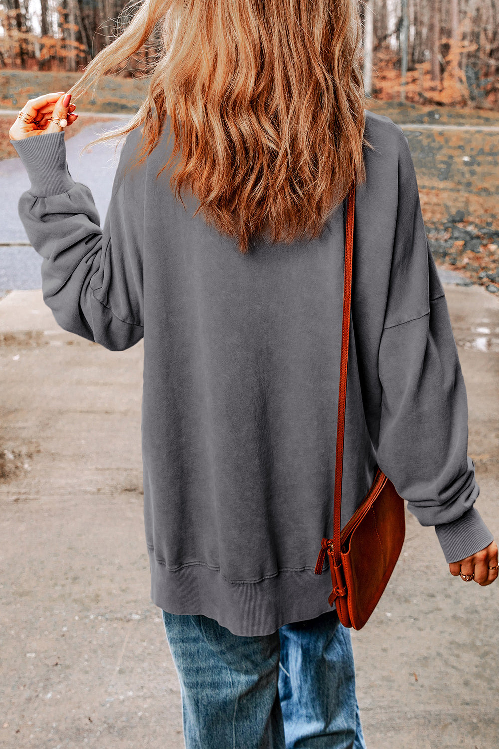 Green Drop Shoulder Ribbed Trim Oversized Sweatshirt