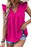 V Neck Flutter Sleeveless Top