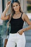 Black Ribbed Knit Cropped Tank Top