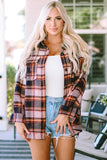 Oversized Flap Pockets Plaid Shacket with Slits