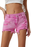 High Rise Crossover Waist Denim Shorts