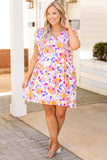 Floral V-Neck Ruffled Sleeve Plus Size Dress