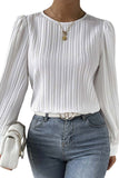 Ribbed Crewneck Puff Long Sleeve Top