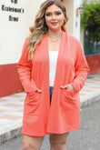 Plus Size Pocketed Open Front Cardigan